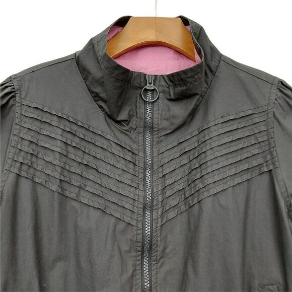 Vans Bomber Girls Jacket Youth Size Large Gray Full Zip Long Sleeve Thumbhole - Picture 3 of 11